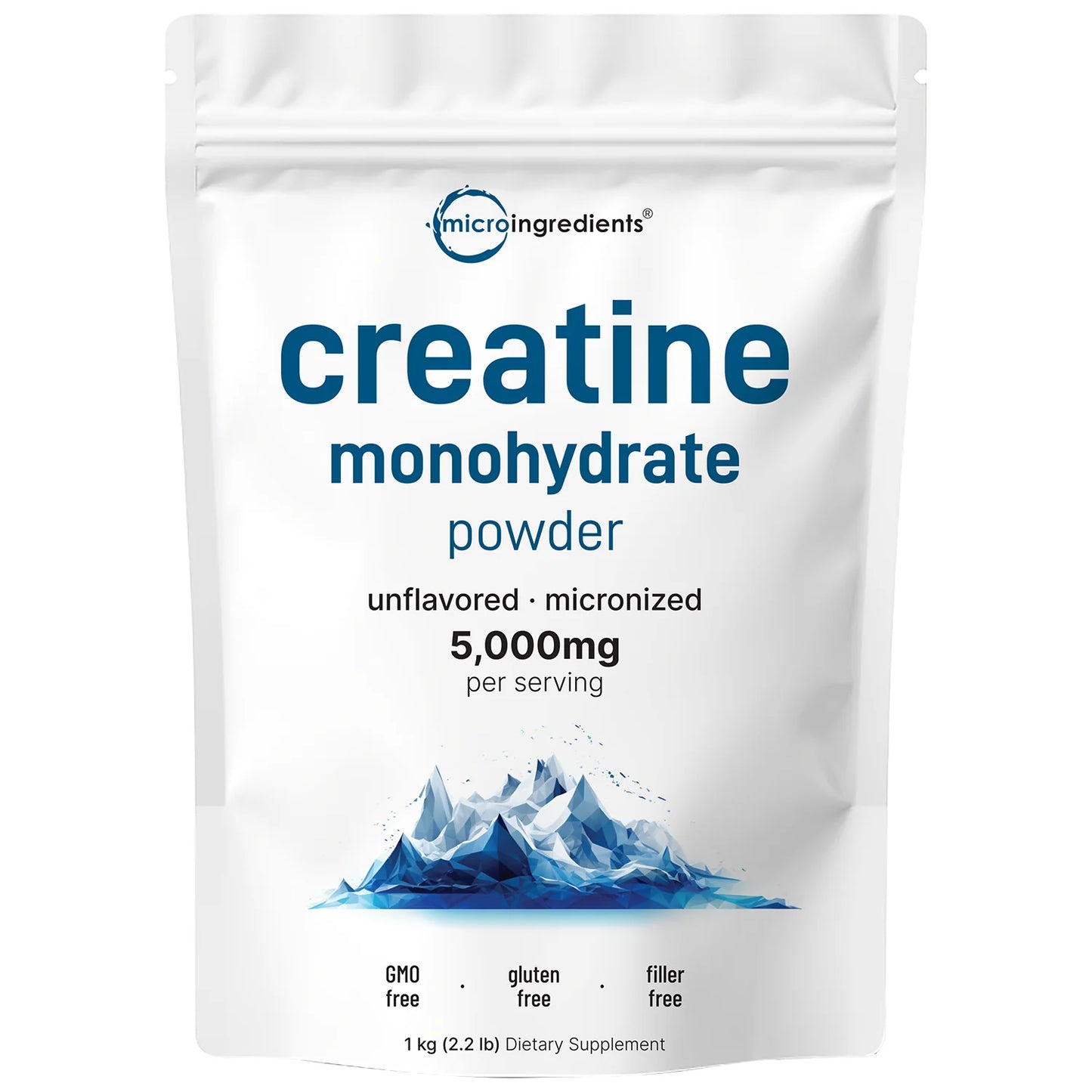Creatina Monohidratada micronizada en Polvo microingredients. Vista frontal del empaque | Colombia