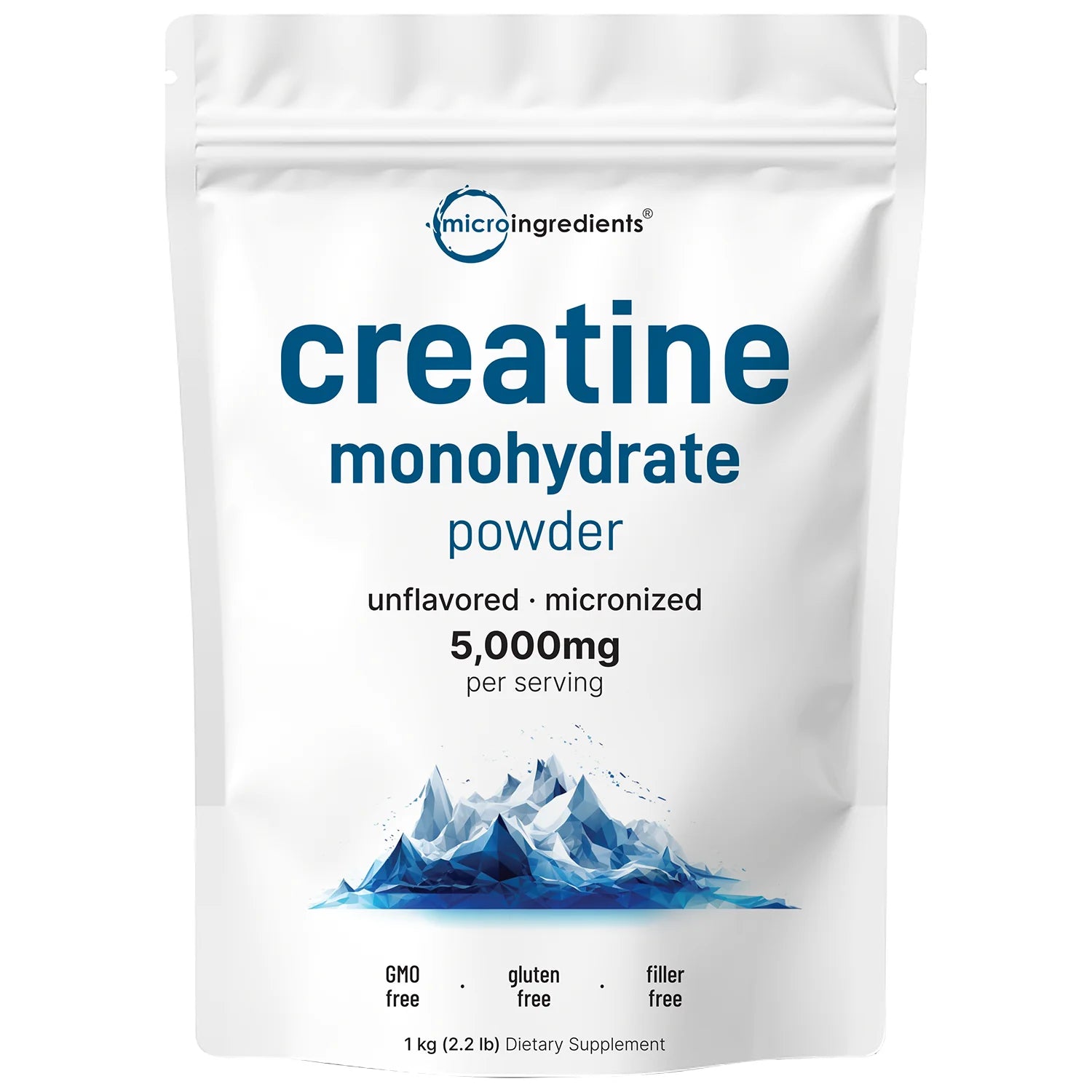 Creatina Monohidratada micronizada en Polvo microingredients. Vista frontal del empaque | Colombia
