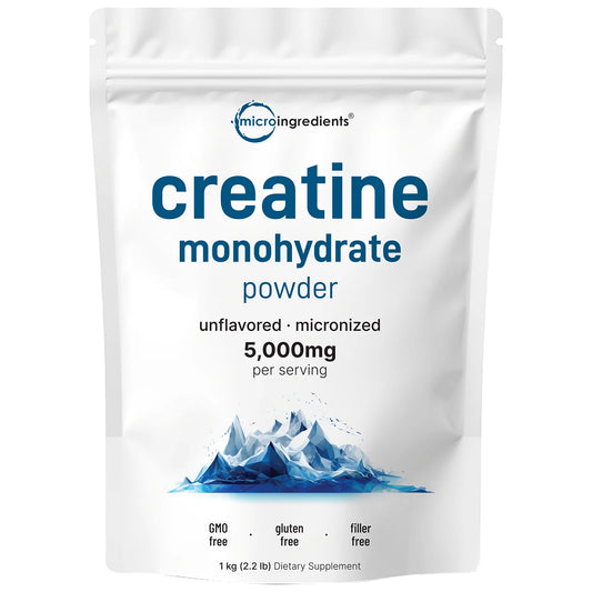 Creatina Monohidratada micronizada en Polvo microingredients. Vista frontal del empaque | Colombia