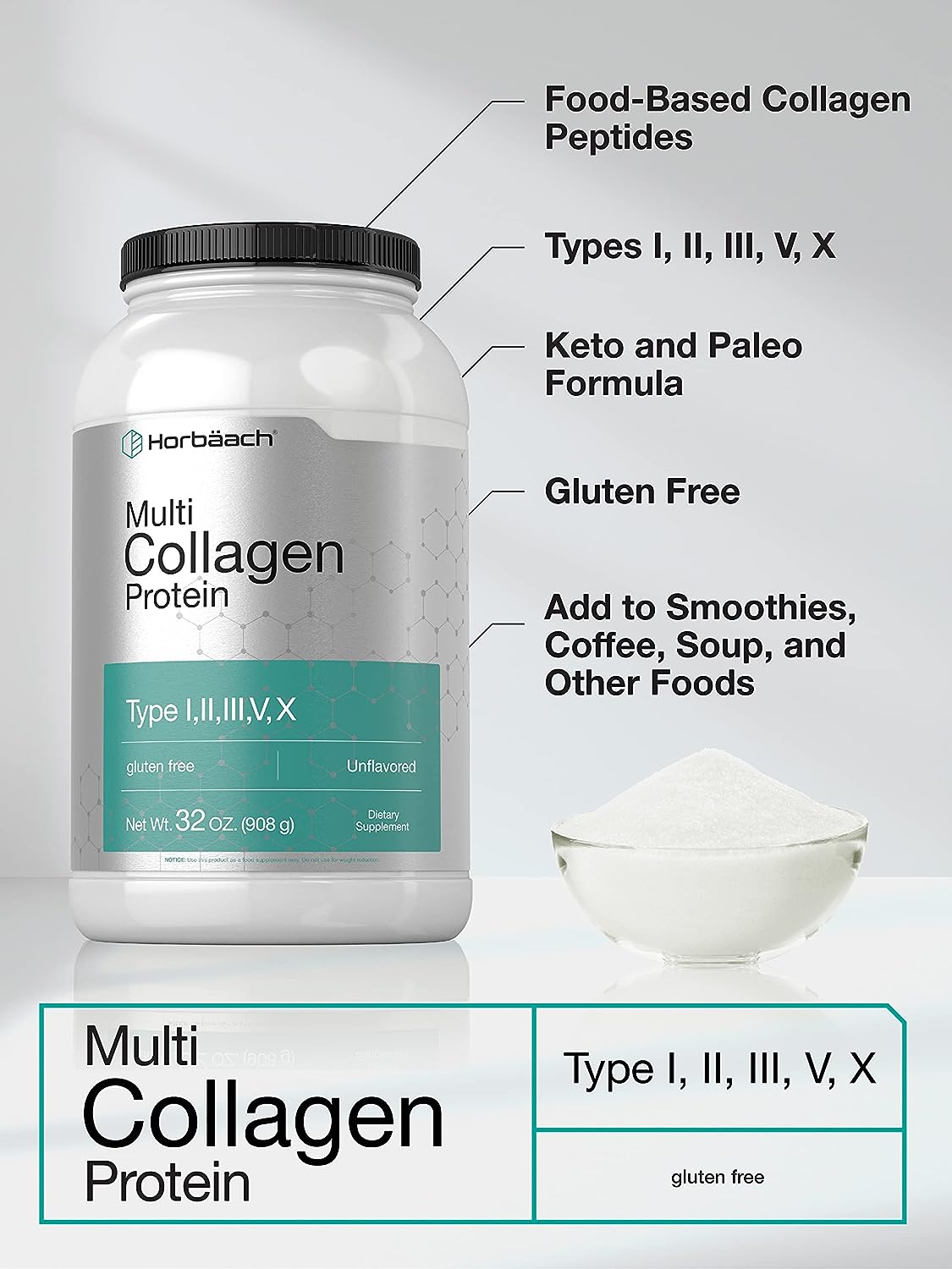 Péptidos de colágeno hidrolizado sin sabor-Tipos de colágeno-ProteinasMedellin.com | Colombia