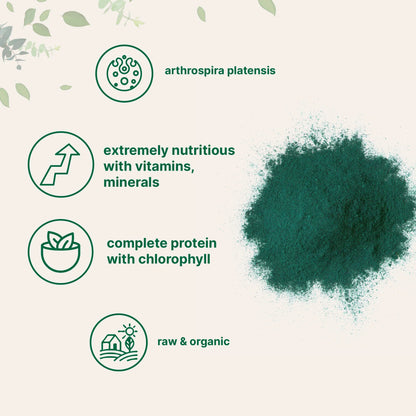 Espirulina Orgánica en Polvo rica en proteína vegana. Características generales: Nutritiva, con vitaminas y minerales, orgánica.